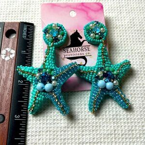 Seed Bead Starfish Earrings